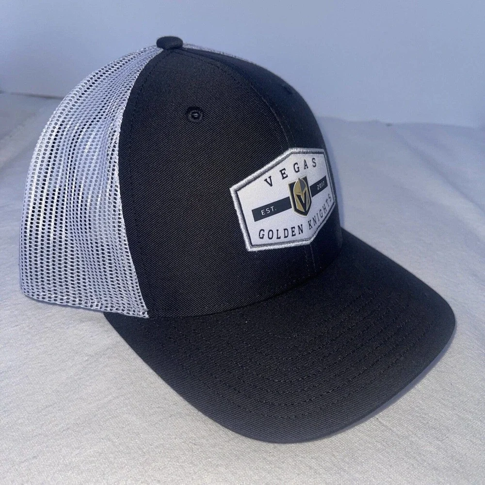 Vegas Golden Knights NHL '47 Brand Black Adjustable SnapBack Back Hat White Mess - Picture 2 of 11